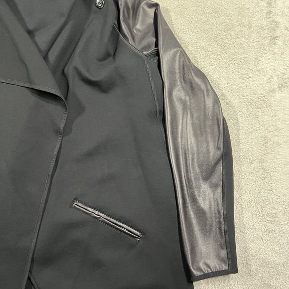 Spanx Drape Front Cardigan Jacket Womens XL Ponte Faux Leather Black - Picture 4 of 11
